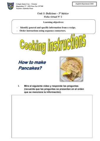 Cooking instructions and sequence connectors