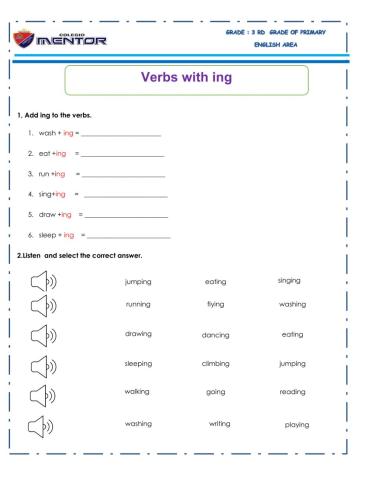 Verbs with ing