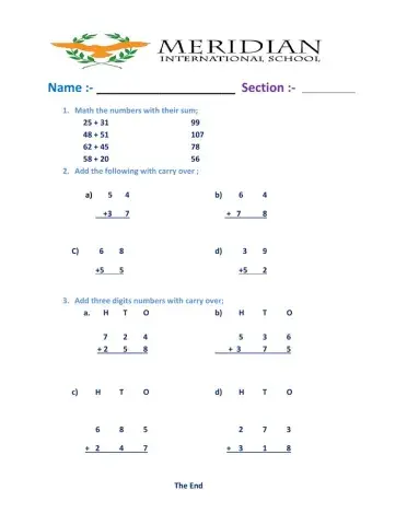 Addition with carry over