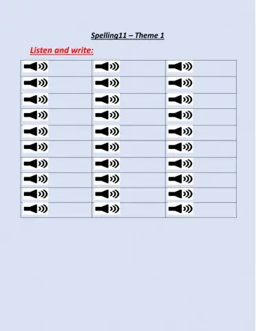 Spelling 11- theme 1