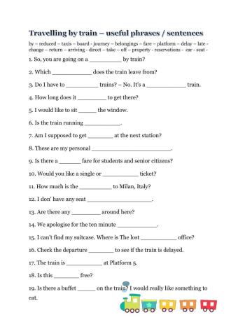 Travelling by train language