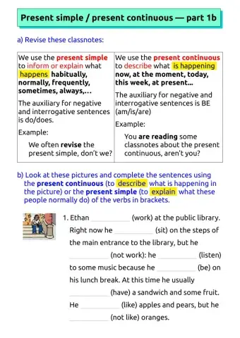 Present simple - continuous - part 1 b