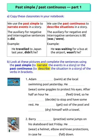 Past simple - continuous - part 1