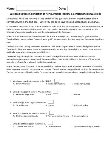 European Nations Colonize America