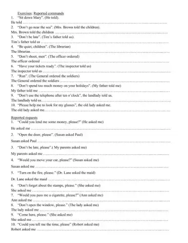 REPORTED COMMANDS AND REQUESTS