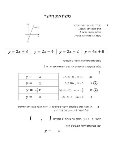 גיאומטריה אנליטית משוואת הישר א