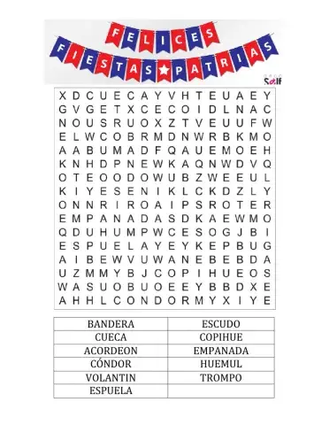 Sopa de letras fiestas patrias