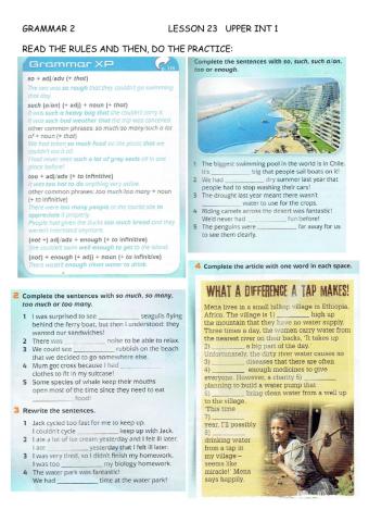 UPPER 1 LESSON 23                                      UNIT 5 (Grammar 2): page 61