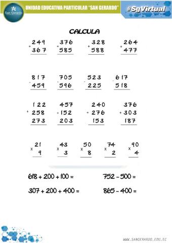 Sumas, restas y multiplicaciones