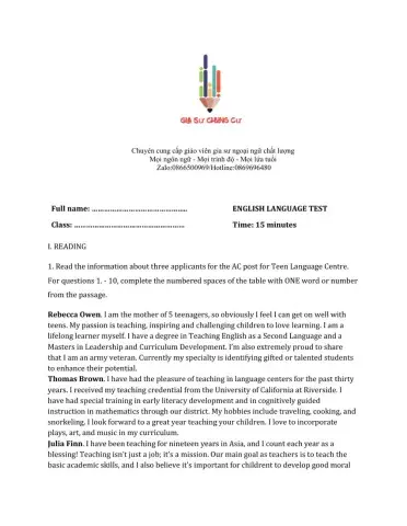 Lớp 9 - Unit 11 CHANGING ROLES IN SOCIETY-READING