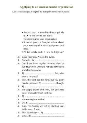 Applying to an environmental organisation