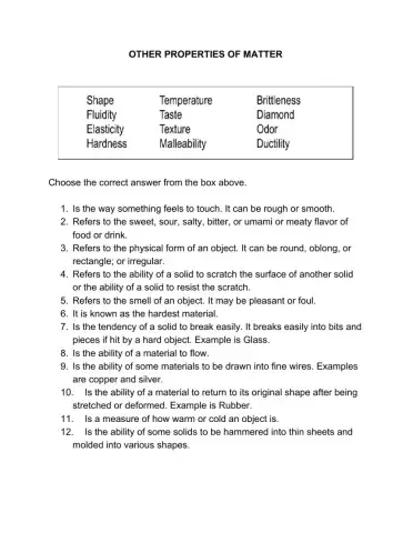 Properties of Matter