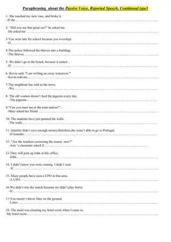 Paraphrasing ( passive, reported speech and conditionals 3)