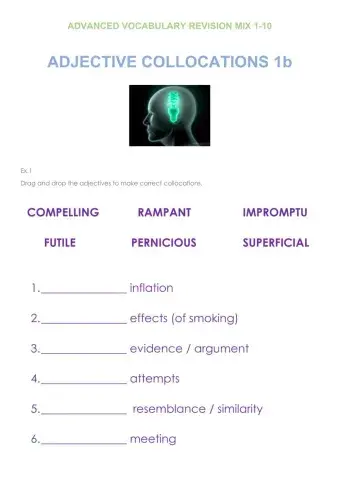 Advanced vocabulary (1-10) revision mix - ADJECTIVES COLLOCATIONS 1b