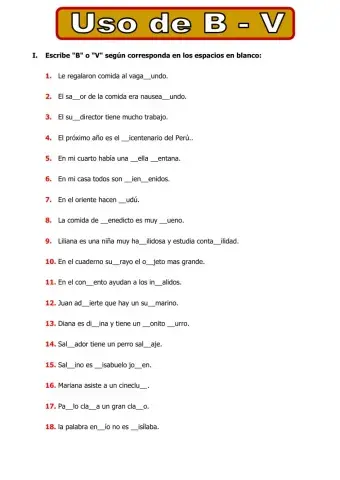 Uso de la b y v