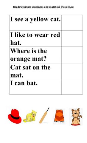Reading sight words and at words and colours