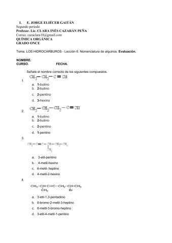 Evaluación - Lección 6. Los Alquinos