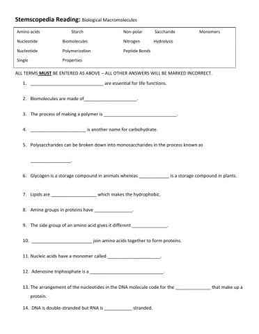 Stemscopedia: Biomolecule Reading