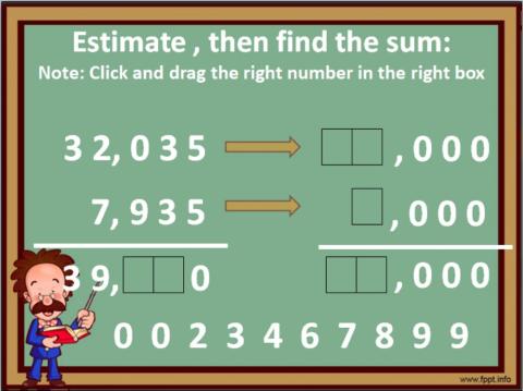 Estimate. then find the sum
