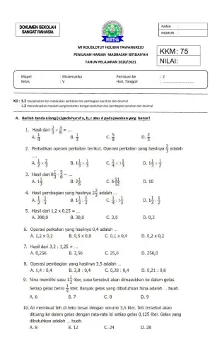 Soal ph-2 perkalian dan pembagian pecahan