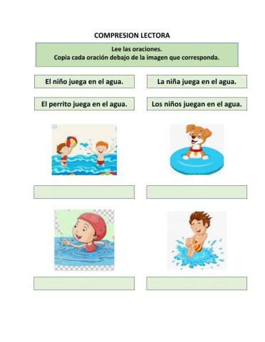 Comprensión lectora. Copia oraciones