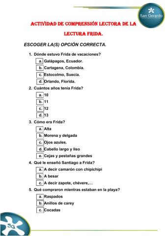 Comprensión lectora. FRIDA