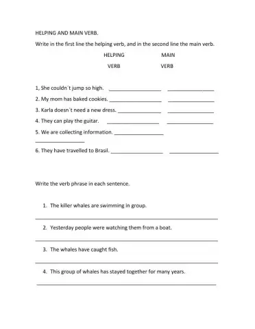 Main and helping verbs