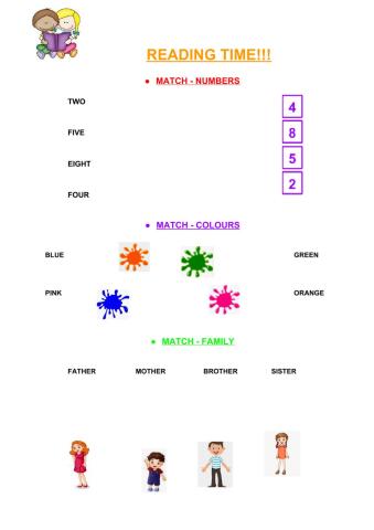 Vocabulary colours, numbers, family