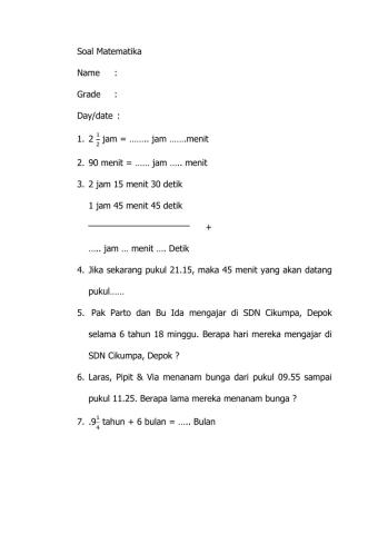 Matematika Satuan Waktu