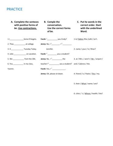 Practice Unit 1 WELCOME