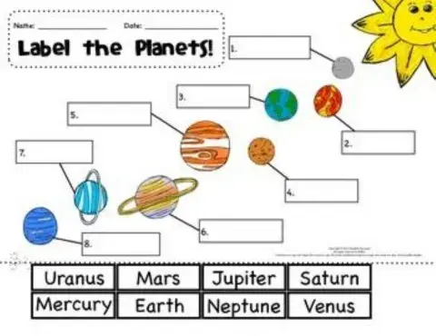 Solar system worksheet