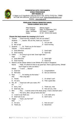 Latihan PTS Ganjil Kelas 7