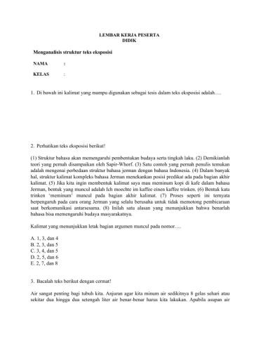 Struktur Teks Eksposisi