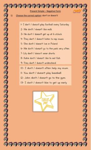 Present Simple Negative Form