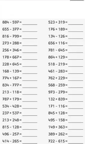 Adunarea și scăderea 0 -1000