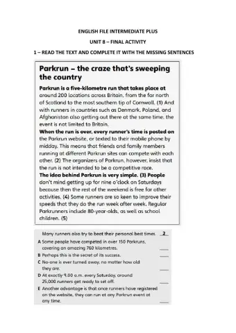 Unit 8 english file intermediate plus