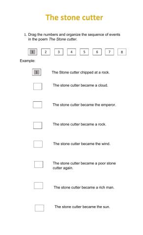 THE STONE CUTTER READING COMPREHENSION
