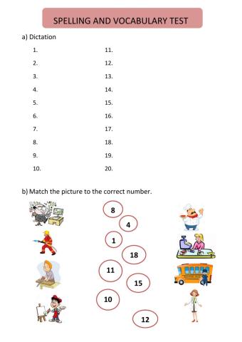Spelling and Vocabulary Test