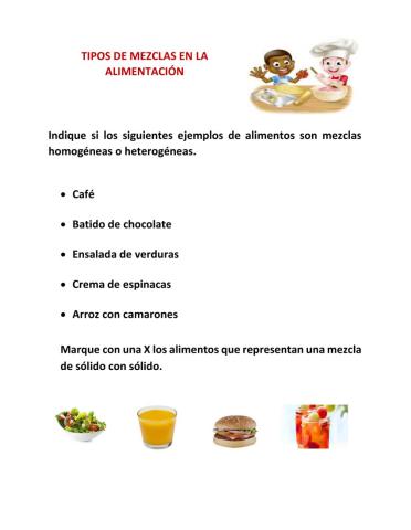 Tipos de mezclas en la alimentación
