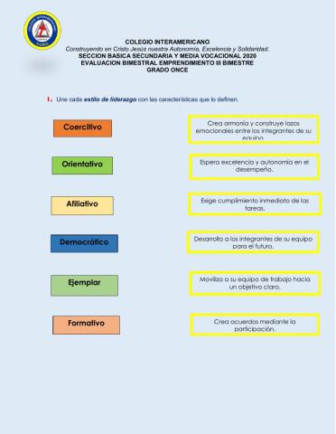 EVALUACIÓN BIMESTRAL DE EMPRENDIMIENTO ONCE
