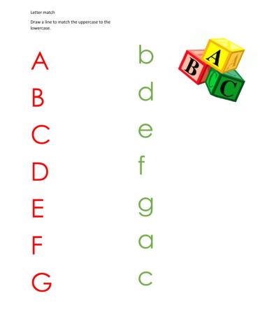 Letter match upper to lower a-g