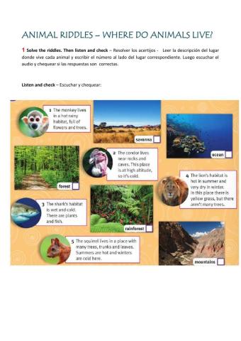 Where do animals live? Adaptación