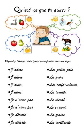 Qu’est-ce que tu aimes?