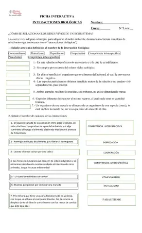 Interacciones biológicas que ocurren en el ecosistema