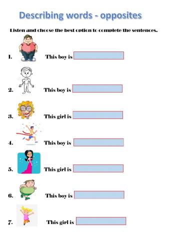 Describing words - opposites