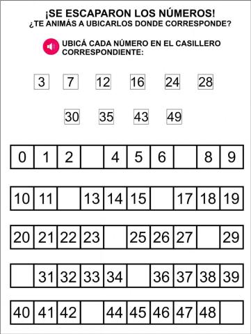 Completar el castillo numérico del 0 al 49