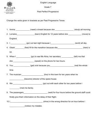 Past Perfect Progressive- Continuous