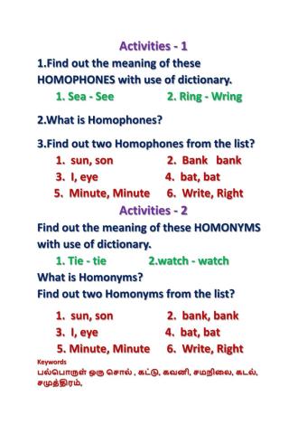 Homophones,homonyms