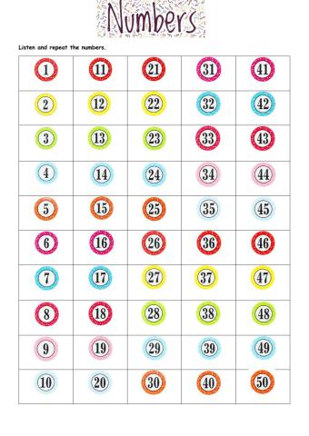 Numbers 1-50