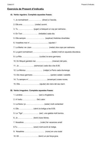 Frases en present d'indicatiu